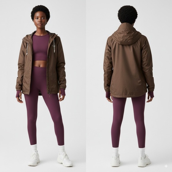 Mountain Hardwear Women's Brown Dry.Q Hooded Rain Jacket Size Medium Waterproof - Picture 1 of 11